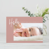ハローベビー誕生写真発表少年ガールピンク 案内状 (スタンド正面)