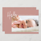 ハローベビー誕生写真発表少年ガールピンク 案内状 (正面/裏面)