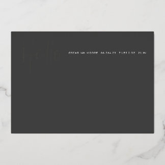 ハローベビー誕生写真発表木炭フォイル 箔招待状