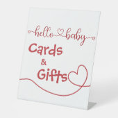 ハローベビー赤いハートミニマルカード&ギフト 台座サイン (正面)