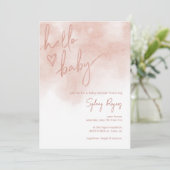 ハローベビー赤面ピンクベビーガールシャワー招待状 招待状 (スタンド正面)