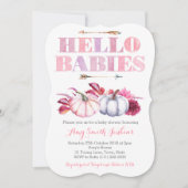 ハローベビー!ツインガールズカボチャ赤ちゃんシャワーパーティー 招待状 (正面)