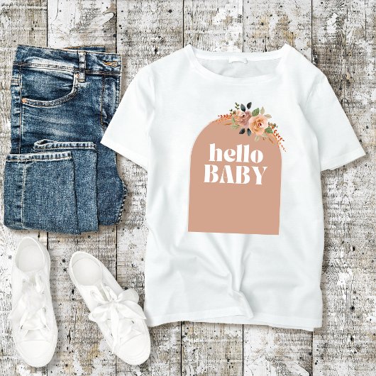 ハローベビー、ボホモダンベイビーシャワーmom-to-be tシャツ