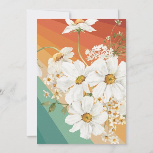 ハローベビー |レトロデイジーレインボーベビーシャワー 招待状 (裏面)