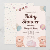 ハローベビー |甘いお祝いの招待状 招待状 (正面/裏面)