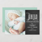 ハローベビーChalkboard写真誕生のお知らせ 案内状 (正面/裏面)