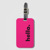 ハローホットピンク明るい赤紫色カラフルタイポグラフィカスタム ラゲッジタグ (正面縦)