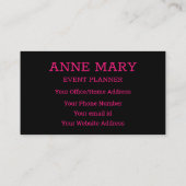 ハローホットピンク明るい赤紫色ブラックタイポグラフィカスタム 名刺 (裏面)