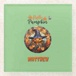 ハローホラーヘローエンパンプキン ガラスコースター