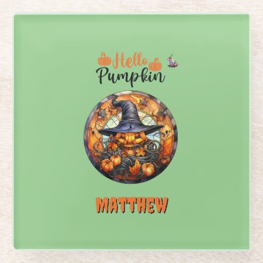 ハローホラーヘローエンパンプキン ガラスコースター (正面)