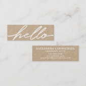 ハローホワイトスクリプトタイポグラフィクラフトビジネスカード スキニー名刺 (正面/裏面)