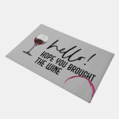 ハローホープあなたの持ってきたワインかわいいおもしろい ドアマット (アングル)