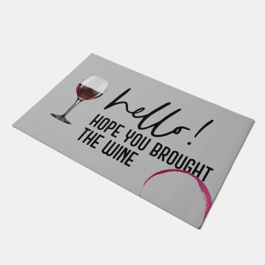 ハローホープあなたの持ってきたワインかわいいおもしろい ドアマット (アングル)