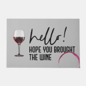 ハローホープあなたの持ってきたワインかわいいおもしろい ドアマット (正面)