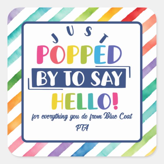 ハローポップコーンのボランティアを言うために突然現れた スクエアシール (正面)