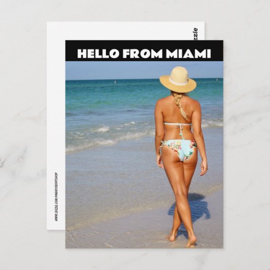ハローマイアミフロリダビキニブロンドガールポストカード ポストカード (正面/裏面)