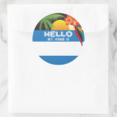 ハローマイネームはラベルトロピカルサンセットルアウ（ハワイ式宴会）tiki ラウンドシール (バッグ)