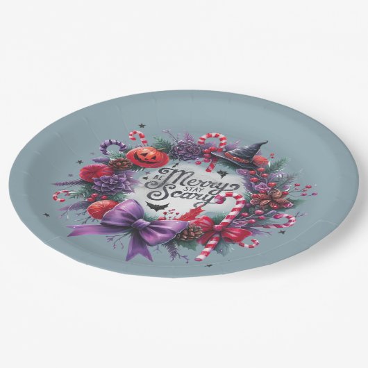 ハローマスリースメリー怖いクリスマスハロウィーン ペーパープレート (アングル)