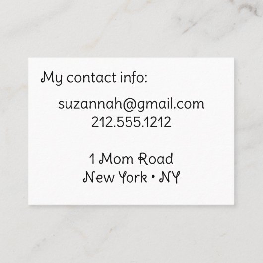 ハローママ連絡カードママ通話カード コーリングカード (裏面)