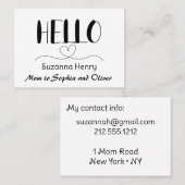 ハローママ連絡カードママ通話カード コーリングカード (正面/裏面)