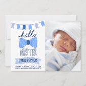 ハローミスターブルーボウタイフォトボーイ誕生 案内状 (正面)