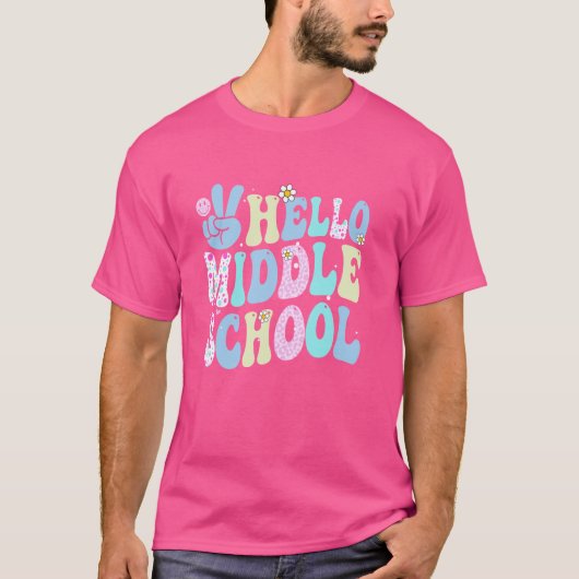 ハローミドルスクールシャツグルーヴィー新学期セント Tシャツ (正面)