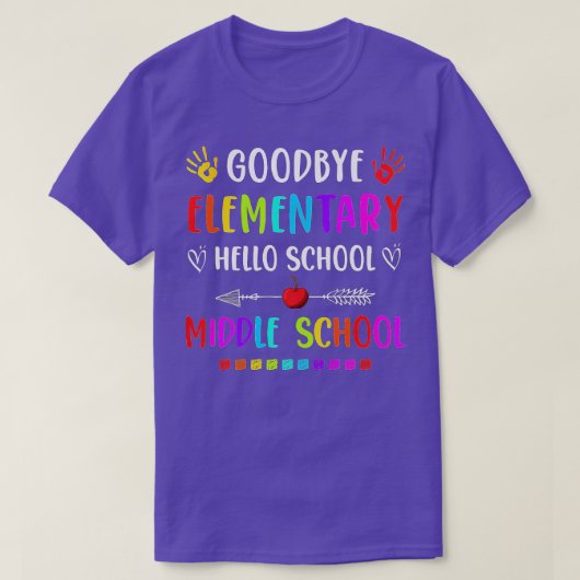ハローミドルスクール卒業さよなら小学校 Tシャツ (デザイン正面)
