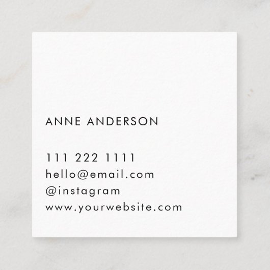 ハローミニマルシンプルリストカスタム白 スクエア名刺 (裏面)