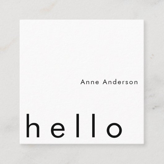 ハローミニマルシンプルリストカスタム白 スクエア名刺 (正面)