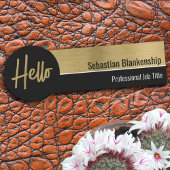 ハローメタリックフェイクプロフェッショナルブラック金ゴールド 名札