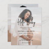 ハローモダンフォトバジェット赤ちゃんシャワー招待状 (正面/裏面)