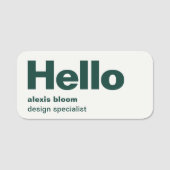 ハローモダンフォレミニマルストグリーンスタイリッシュトレンディー 名札 (正面)