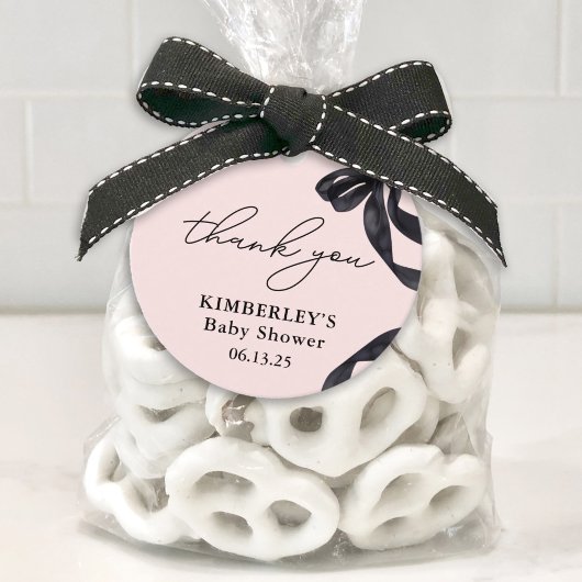 ハローモダンベビーウォーターカラーブラックボウベイビーシャワー フェイバータグ
