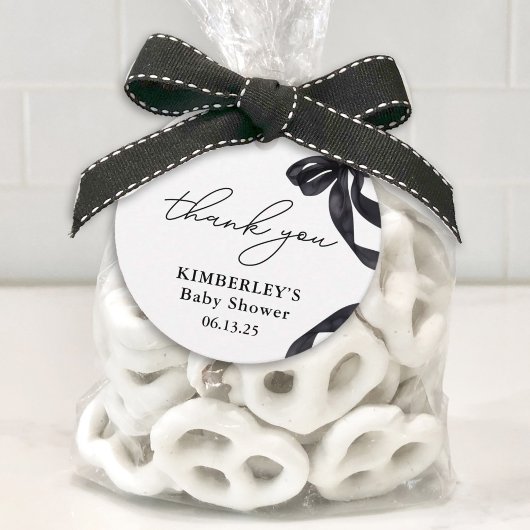 ハローモダンベビーウォーターカラーブラックボウベイビーシャワー フェイバータグ