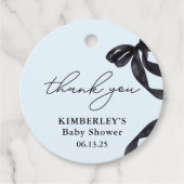 ハローモダンベビーウォーターカラーブラックボウベイビーシャワー フェイバータグ (正面)