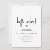 ハローモダンベビーガールシャワー招待状ピンクハート 招待状 (正面)