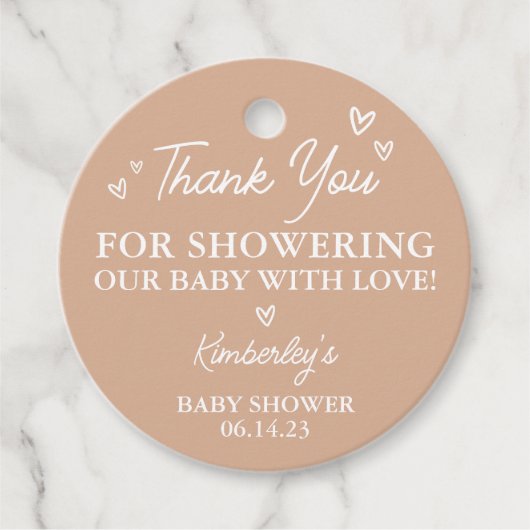 ハローモダンベビーハートシャワーありがとう フェイバータグ (正面)