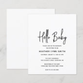 ハローモダンベビーバジェットベビーシャワー招待状 (正面/裏面)