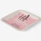 ハローモダンベビーピンク&クリームベビーシャワー ペーパープレート (傾斜あり)