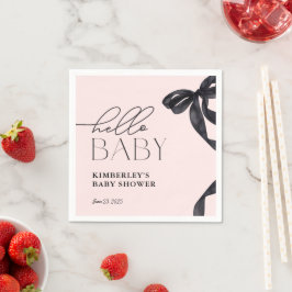 ハローモダンベビーブラックボウベイビーシャワー スタンダードカクテルナプキン