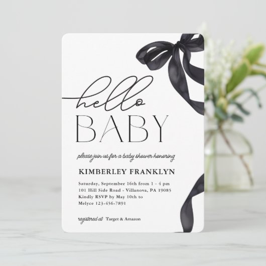 ハローモダンベビーボウベイビーシャワー招待状 招待状 (スタンド正面)