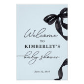 ハローモダンベビーボウボーイベビーシャワーウェルカムサイン ポスター (正面)