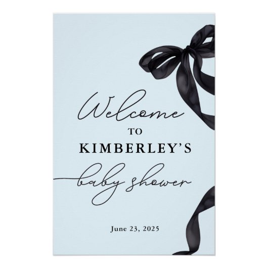 ハローモダンベビーボウボーイベビーシャワーウェルカムサイン ポスター (正面)