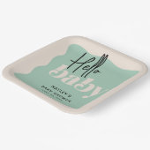 ハローモダンベビーミント&クリームベビーシャワー ペーパープレート (傾斜あり)