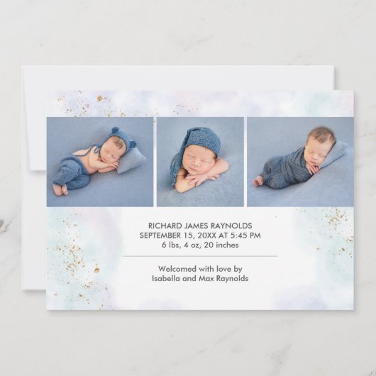 ハローモダンワールド男の赤ちゃん誕生のお知らせ 案内状 (裏面)