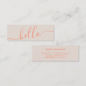 ハローモダン春オレンジタンタイポグラフィミニマル スキニー名刺 (正面/裏面)