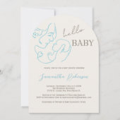 ハローモダン男の赤ちゃんコンテンポラリーベビーシャワー 招待状 (正面)