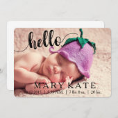 ハローモダン誕生発表フォトカードブラック 案内状 (正面/裏面)