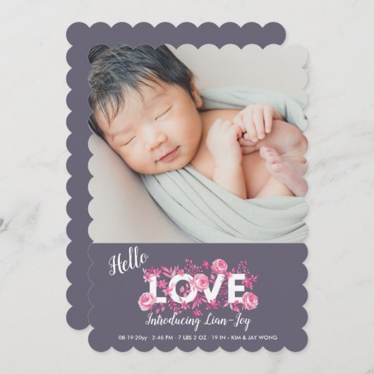 ハローラブフローラ写真誕生の発表 案内状 (正面/裏面)