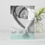 ハローリトルダーリンアクアブルーフォトボーイ誕生 案内状 (スタンド正面)